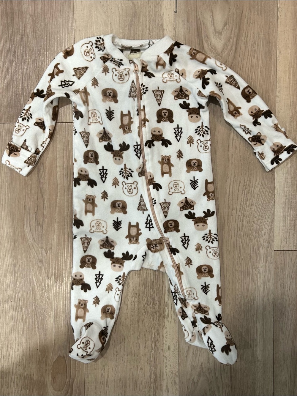 Stitch & Stone Woodland Animal Fleece Footed Sleeper Pajamas 9M